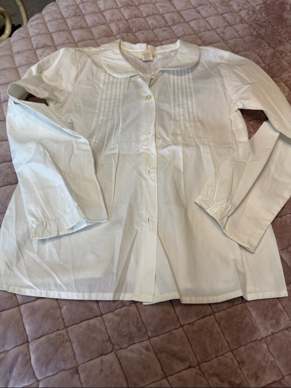 Olive juice White Button-Up Pleated Front Blouse
